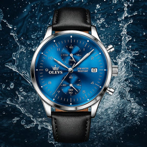 Relógio Cronógrafo Azul Crono Classic