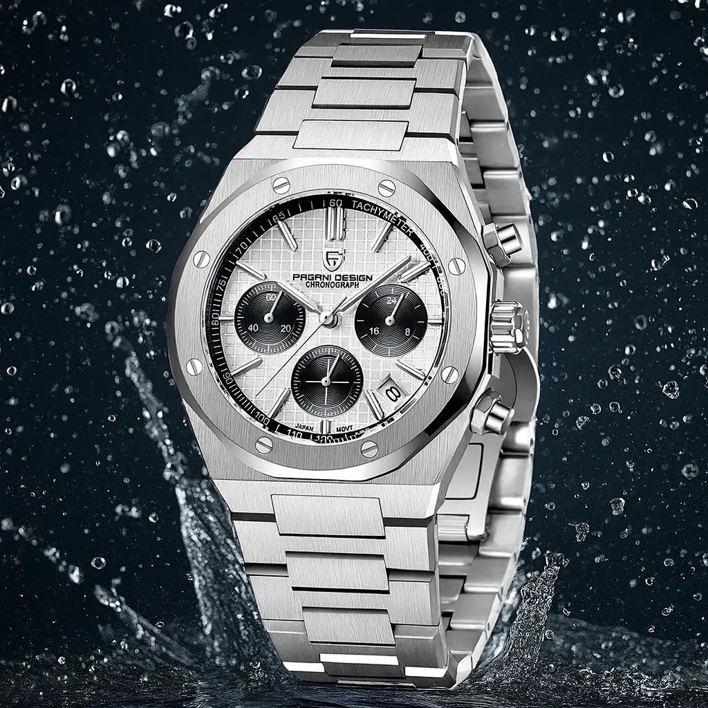Relógio Masculino Cronógrafo Branco Octagon