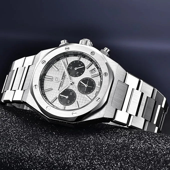 Relógio Masculino Cronógrafo Branco Octagon