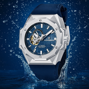 Relógio Automático Prata Azul Royal