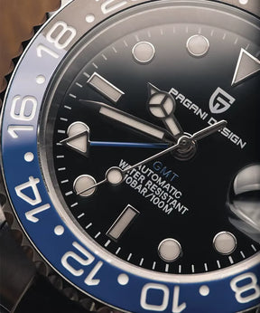 Relógio Automático Preto Azul GMT Date