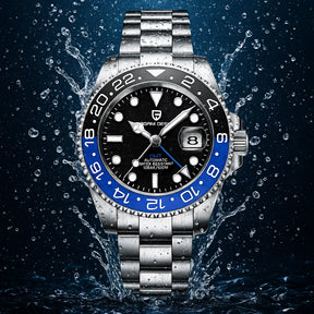 Relógio Automático Preto Azul GMT Date
