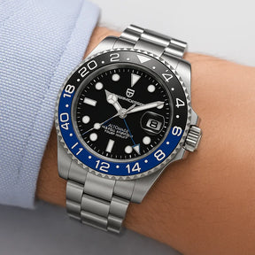 Relógio Automático Preto Azul GMT Date