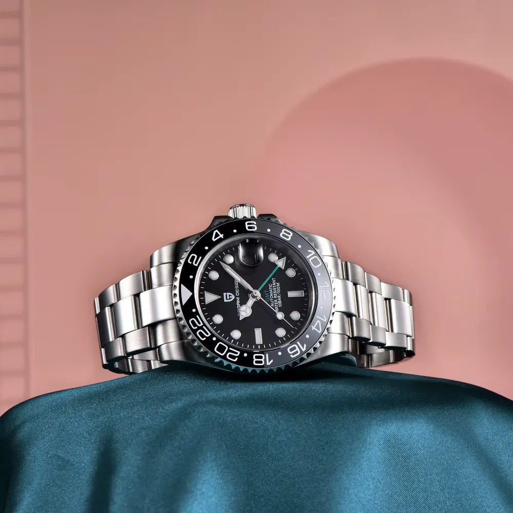 Relógio Automático Preto Cinza GMT Date