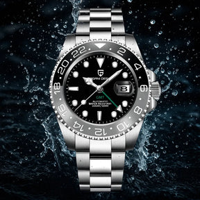 Relógio Automático Preto Cinza GMT Date