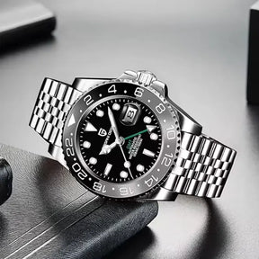 Relógio Automático Preto Cinza GMT Date Jubileu