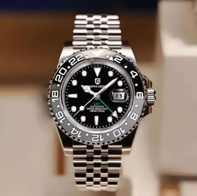 Relógio Automático Preto Cinza GMT Date Jubileu