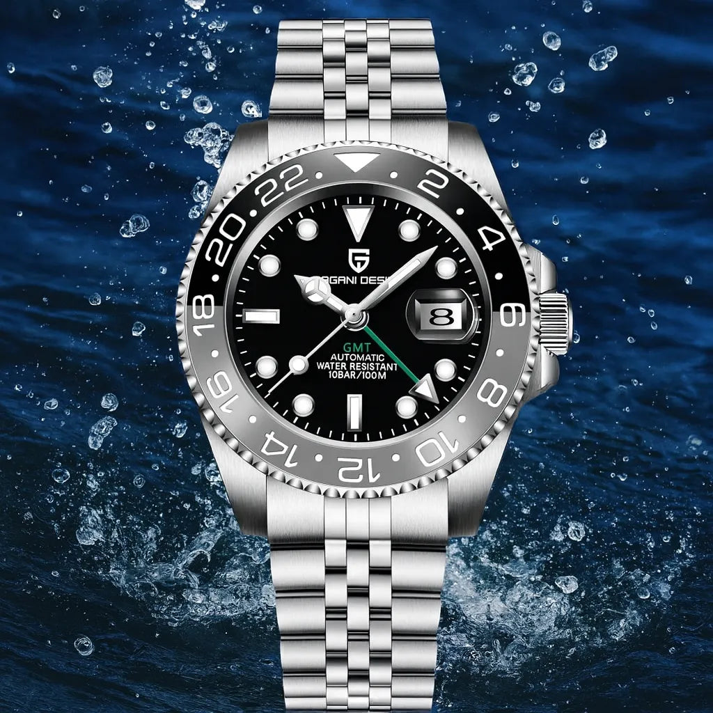 Relógio Automático Preto Cinza GMT Date Jubilee