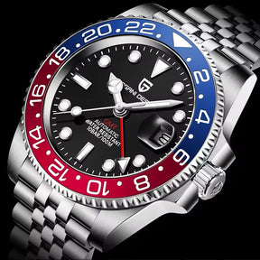 Relogio_Automatico_Vermelho_Azul_GMT_Date_Valenteo