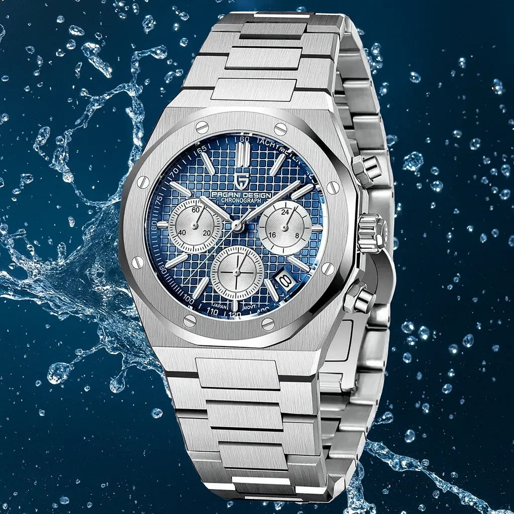 Relógio masculino Cronógrafo Azul Octagon