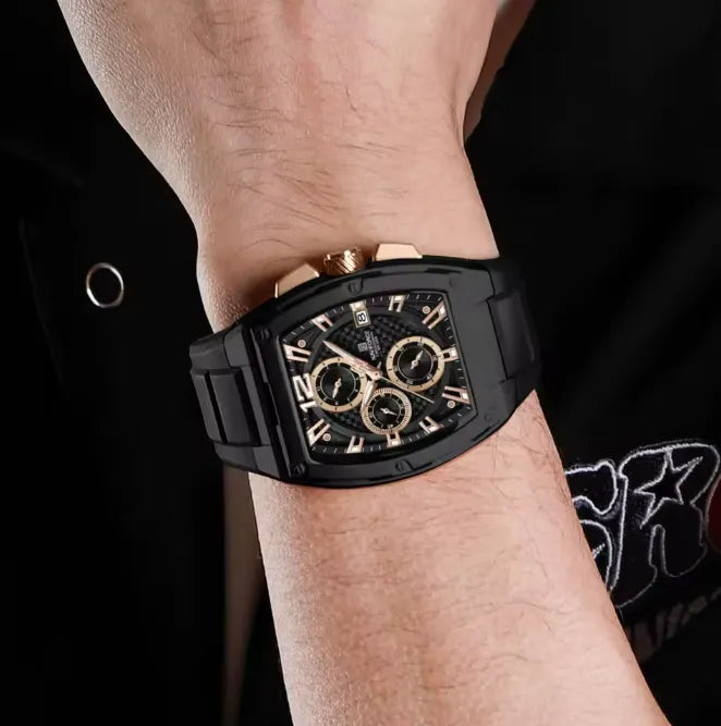 Relógio Cronógrafo Preto Dourado Force Air