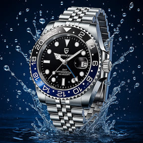 Relógio Automático Preto Azul GMT Date Jubilee