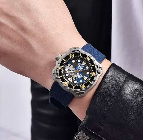 Relógio Masculino Militar Prata Azul Delta Raider