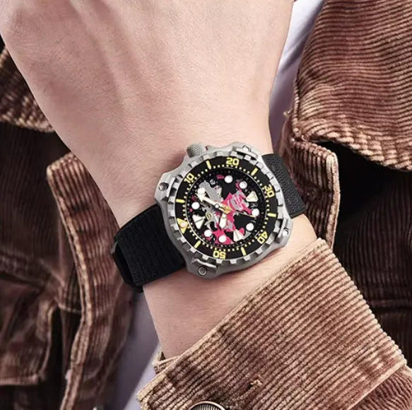 Relógio Masculino Militar Prata Rosa Delta Raider