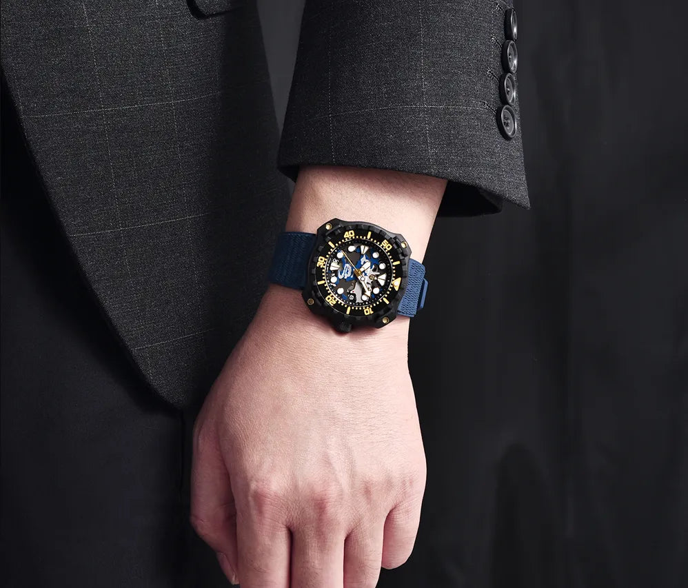 Relógio Masculino Militar Preto Azul Delta Raider