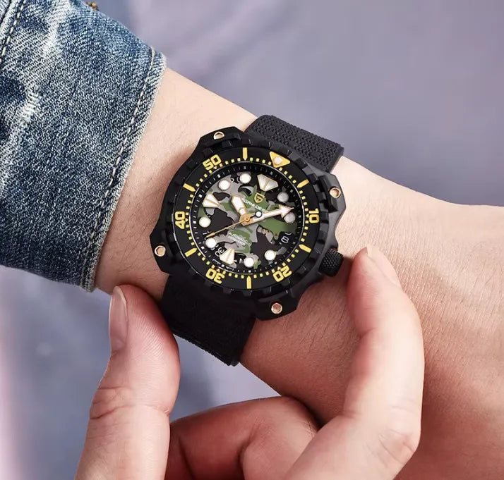 Relógio Masculino Militar Preto Verde Delta Raider