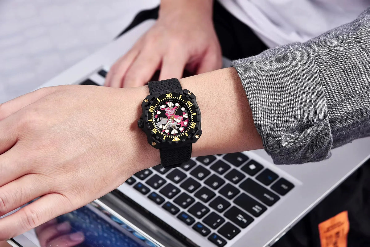 Relógio Masculino Militar Preto Rosa Delta Raider