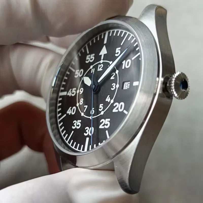 Relógio Militar Automático Pilot Aviator Preto