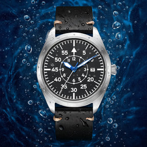 Relógio Militar Automático Pilot Aviator Preto