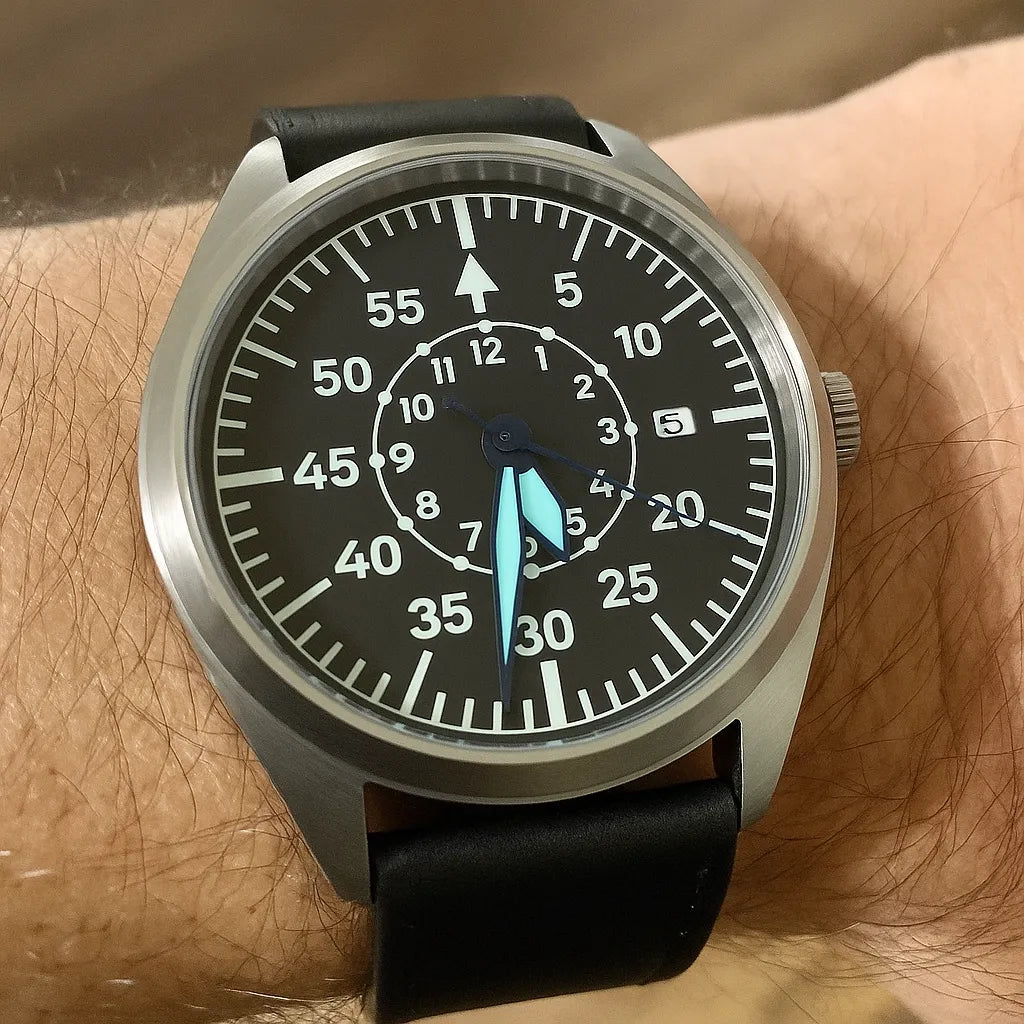 Relógio Militar Automático Pilot Aviator Preto