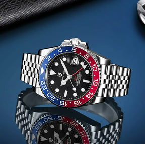 Relógio Valenteo GMT Date Vermelho Azul - Pagani Design