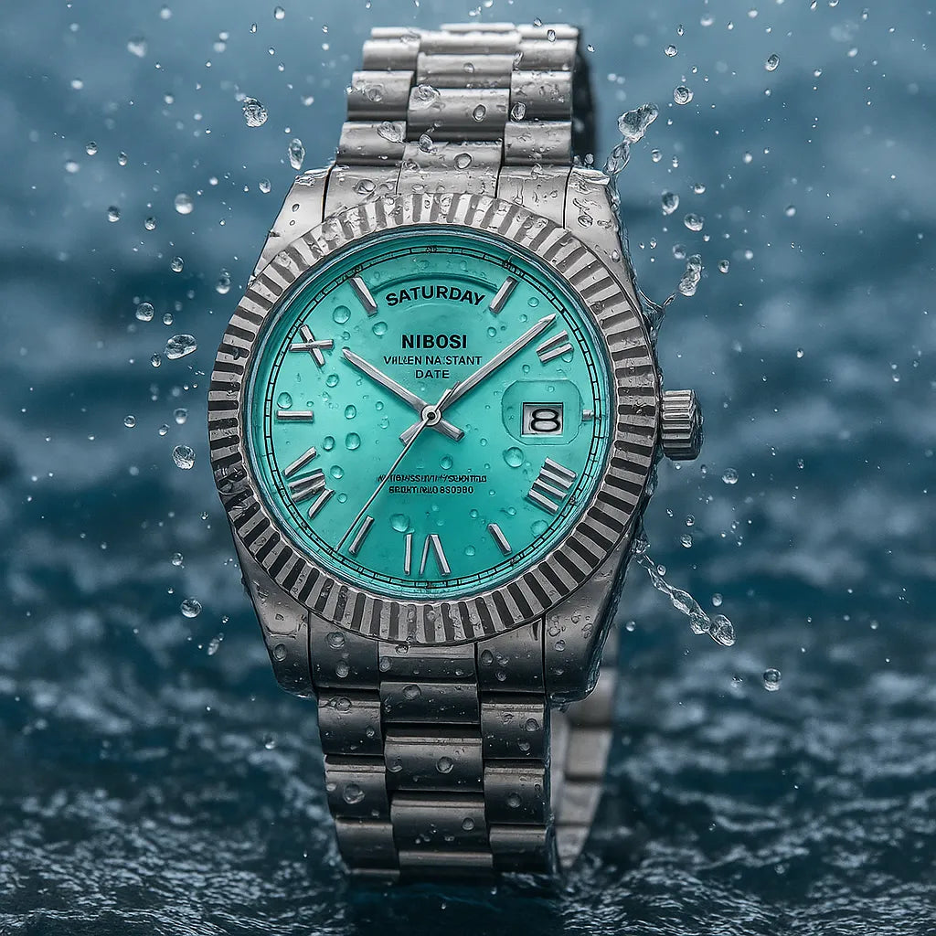 Relógio Masculino Quartzo Azul Turqueza President Date
