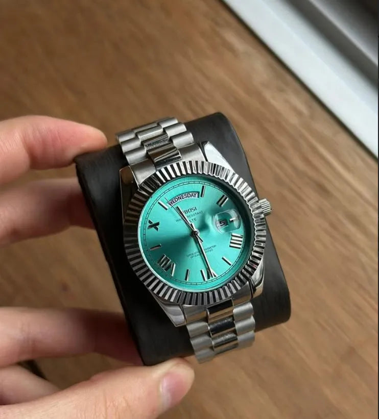 Relógio Masculino Quartzo Azul Turqueza President Date