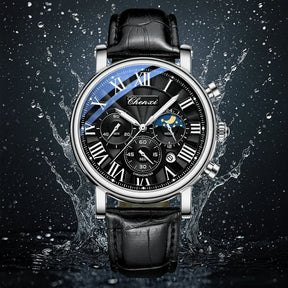 Relógio Cronógrafo Preto Fases da Lua