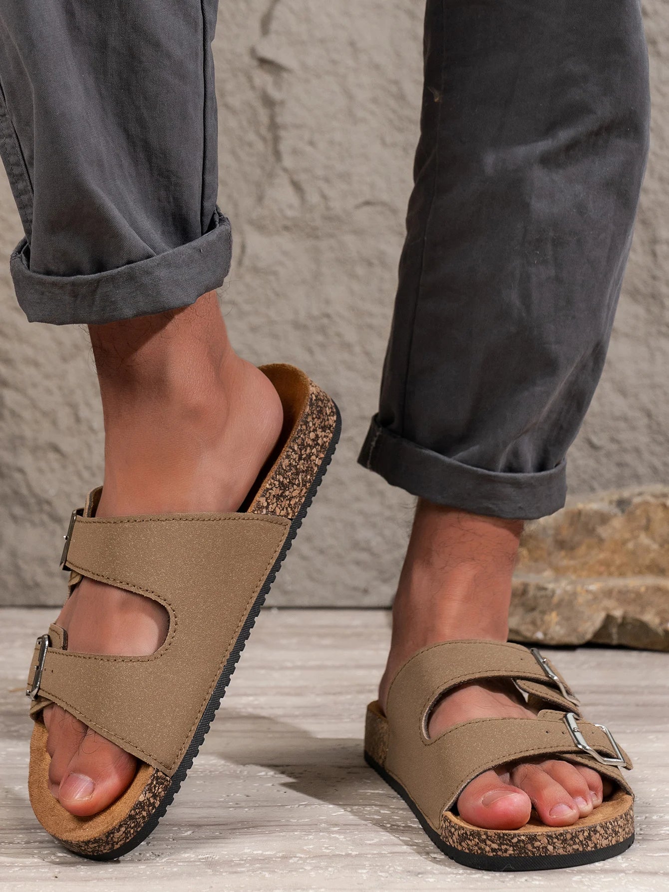 sandália masculina papete valenteo solaro caqui
