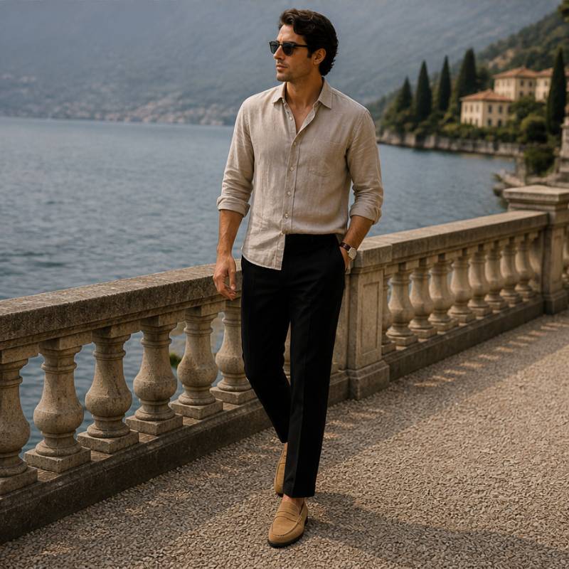 Homem usando o Sapato Mocassim Masculino Valenteo