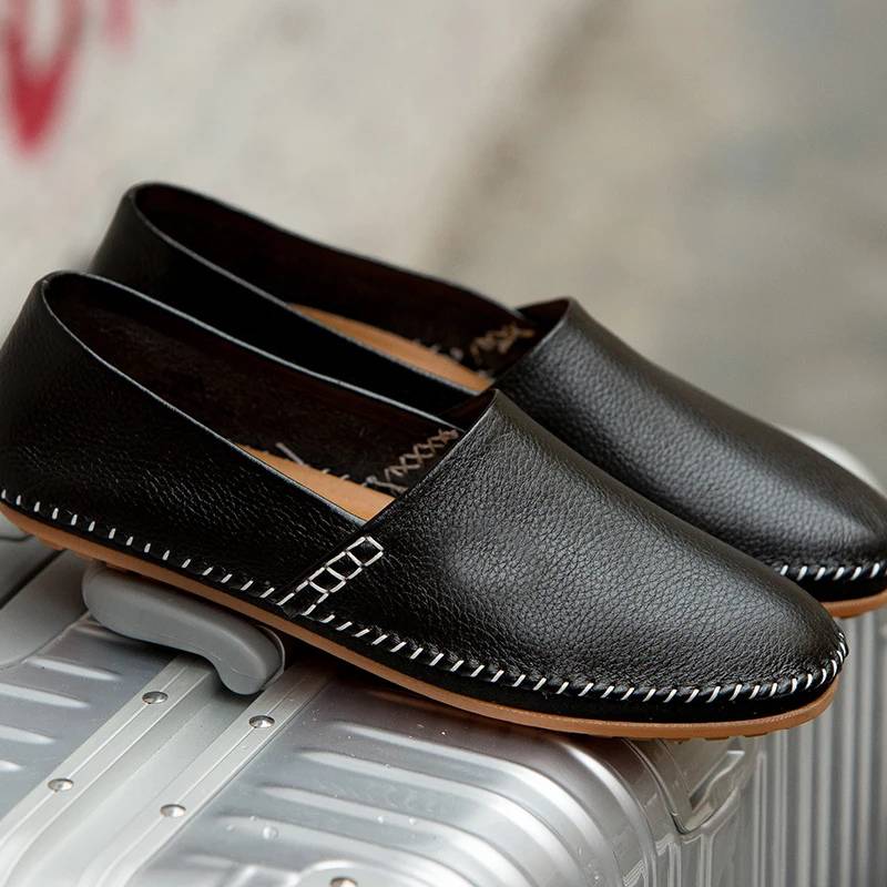 Sapato Mocassim Preto de Couro