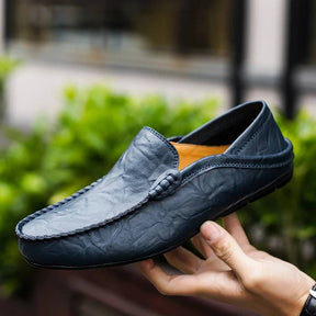 Sapato Mocassim de Couro Azul