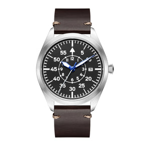 Relógio Militar Automático Pilot Aviator Marrom