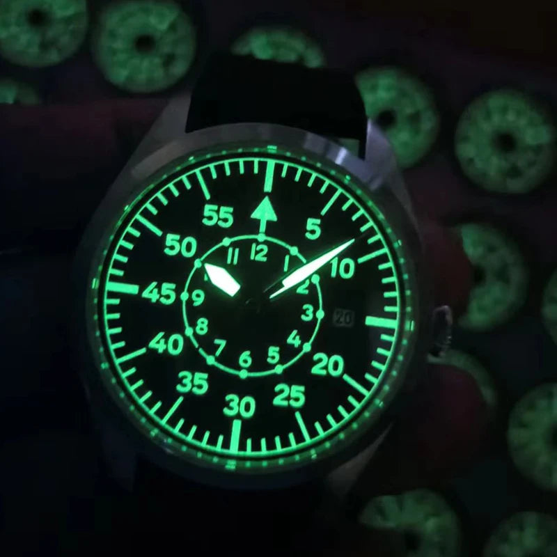Relógio Militar Automático Pilot Aviator Marrom