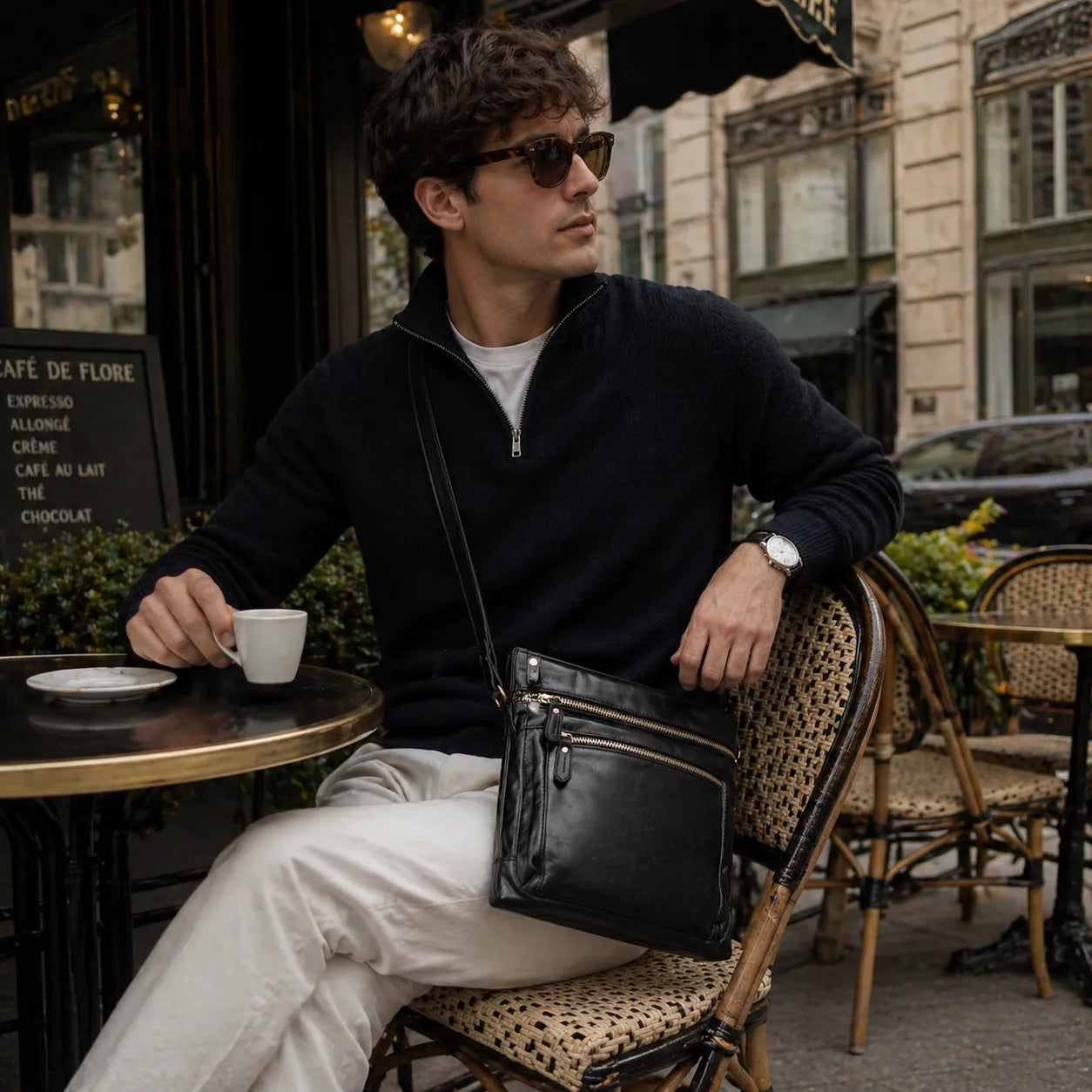 Shoulder Bag Masculina em Couro Legítimo Valenteo Vicenza