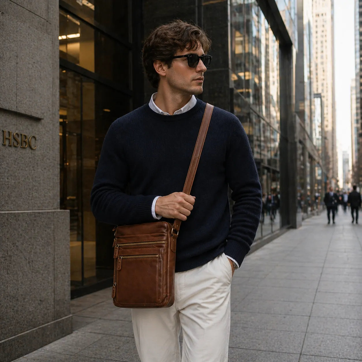 Shoulder Bag Masculina em Couro Legítimo Valenteo Vicenza