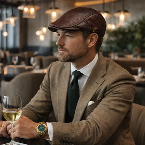 boina couro marrom para look masculino elegante