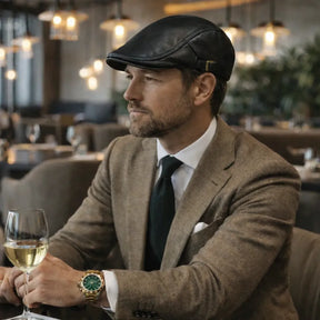 boina couro preta para look masculino elegante