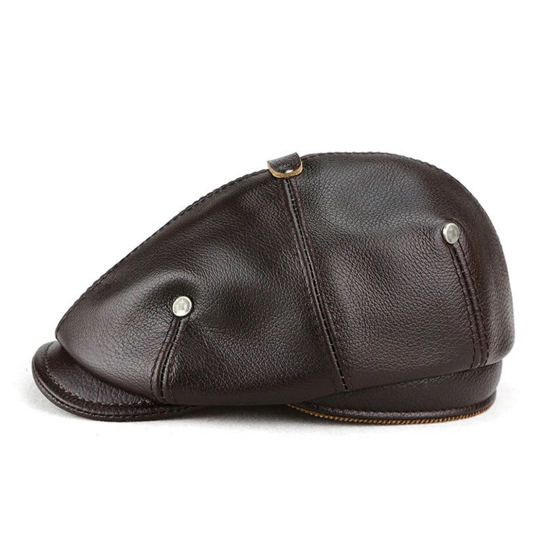 boina estilo newsboy couro legítimo masculina marrom
