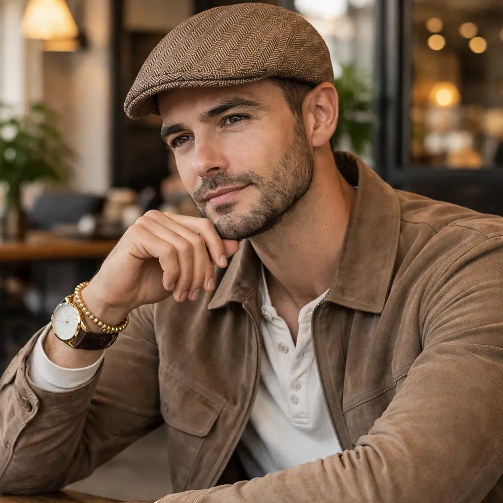 estilo peaky blinders boina masculina lancaster na cor café
