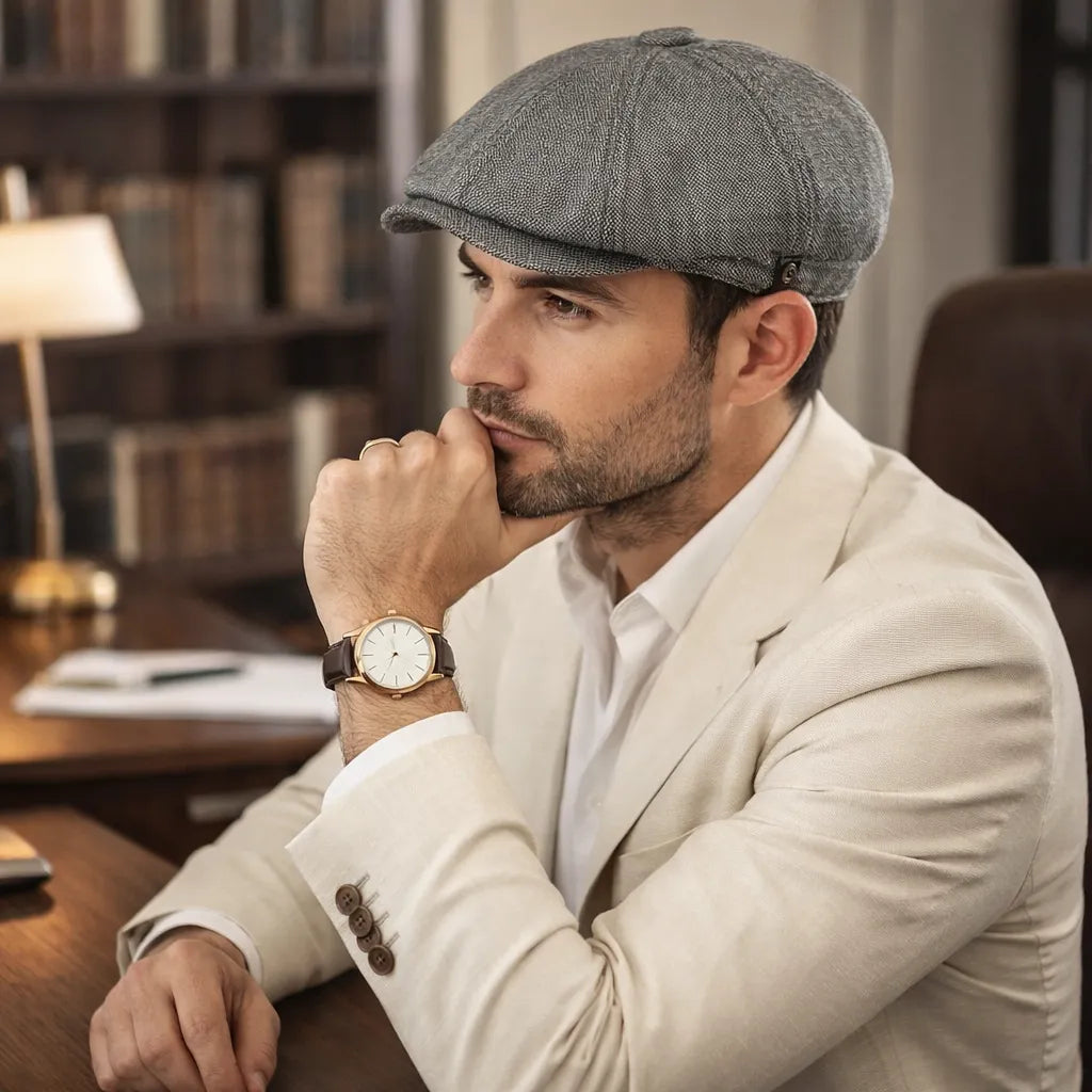 boina gatsby masculina de linho premium