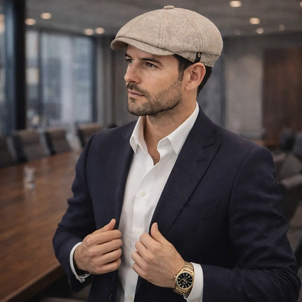 boina golf hat masculina premium linho caqui