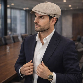 boina golf hat masculina premium linho caqui