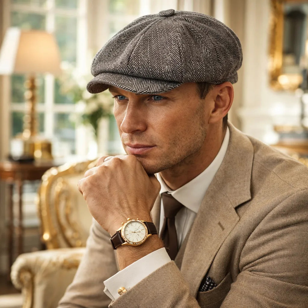boina inglesa octogonal retrô masculina