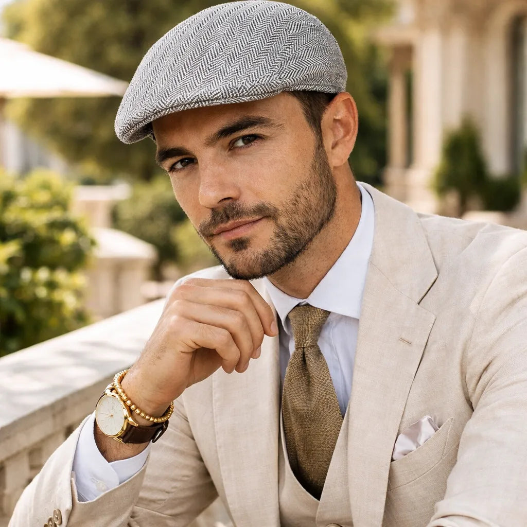 boina italiana masculina cinza claro elegante