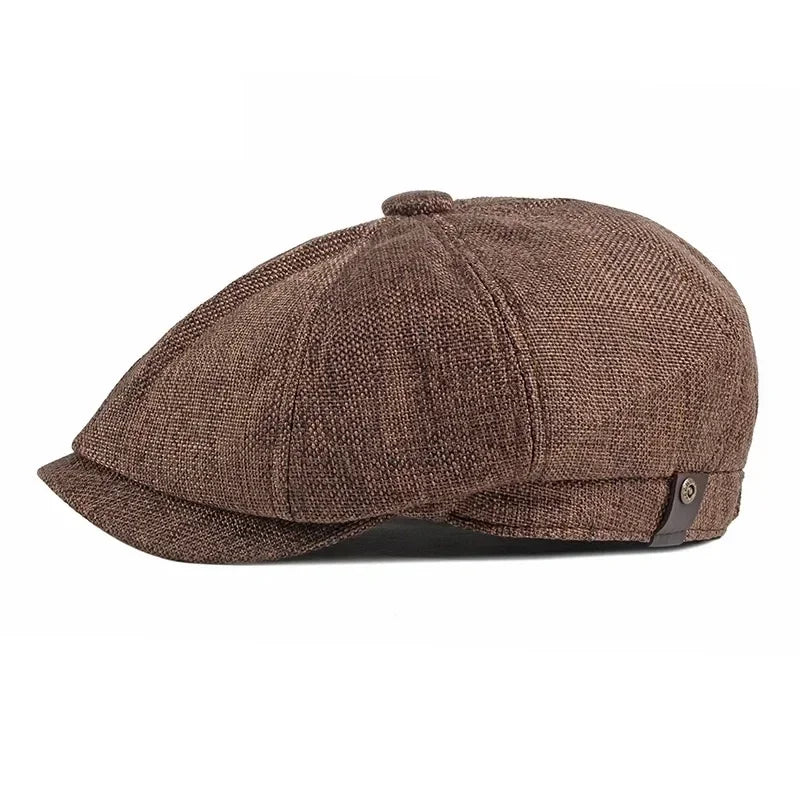 boina de linho marrom casual para homem