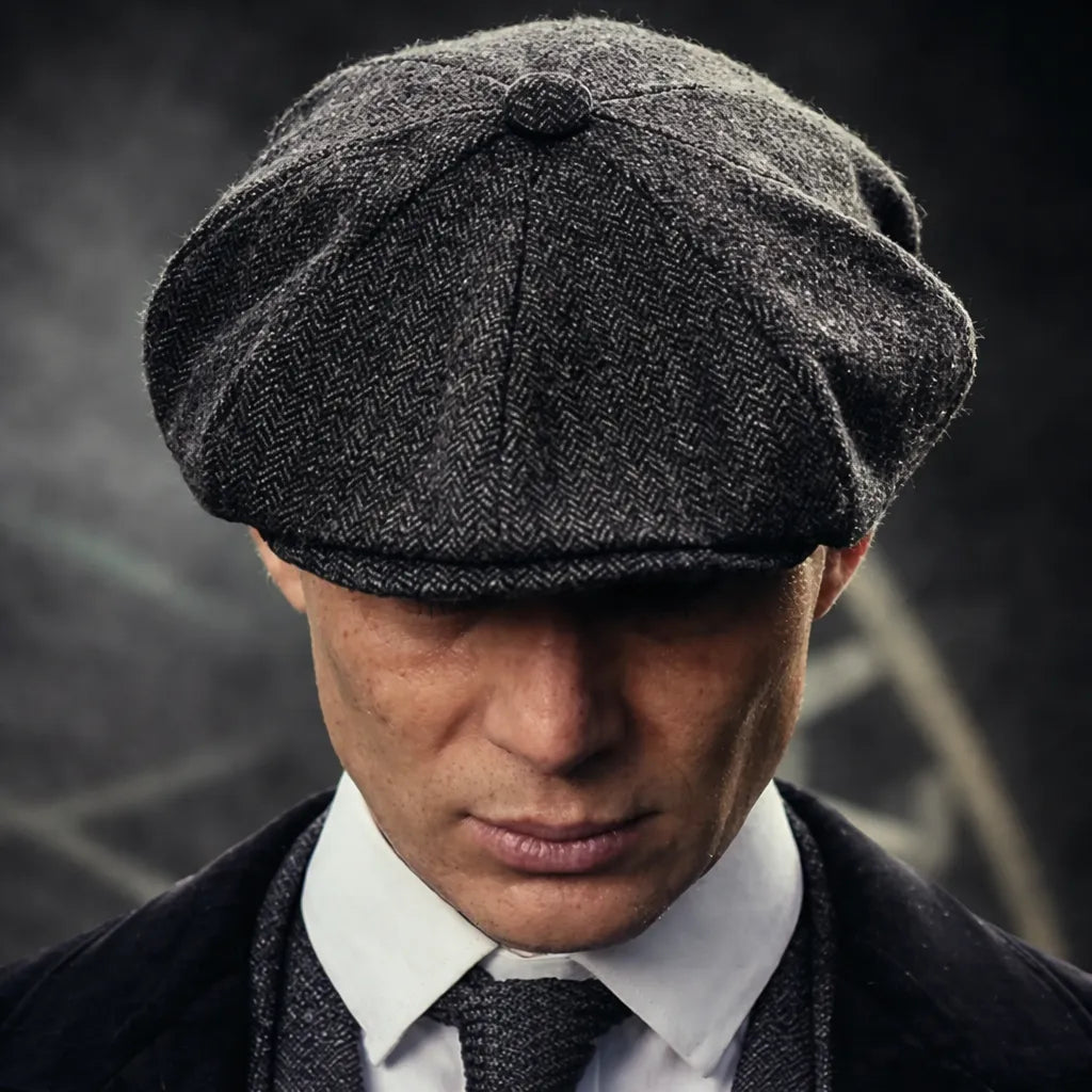 boina masculina cinza estilo peaky blinders