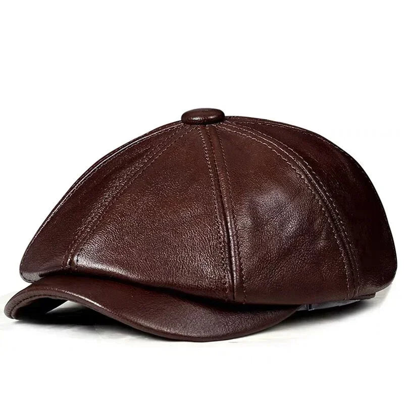 boina masculina couro estilo retrô clássico