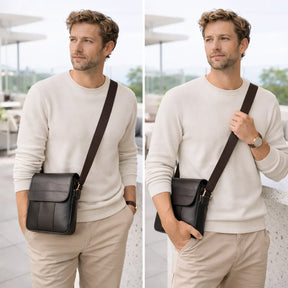 bolsa de ombro masculina estilo executivo