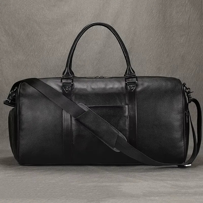 bolsa de viagem mala de mão em couro preto bovino valenteo nobile